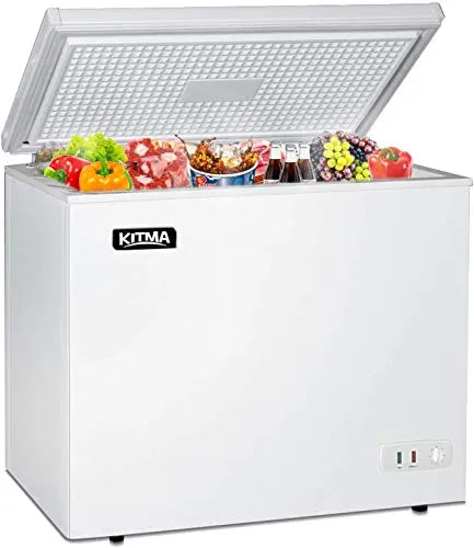 Commercial Top Chest Freezer 7 Cu. Ft - Deep Ice Cream Freezer with Wire Storage Basket, Solid Door, for Groceries, Kitchen, Restaurant White T3