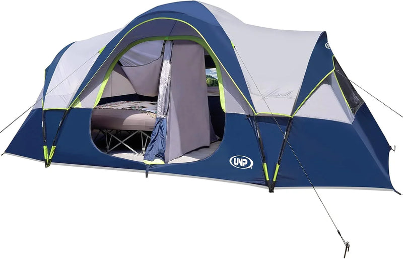 Camping Tent 10-Person-Family Tents, Parties, Music Festival Tent, Big, Easy Up, 5 Large Mesh Windows, Double Layer, 2 Room, Waterproof, Weather Resistant, 18ft x 9ft x78in M8