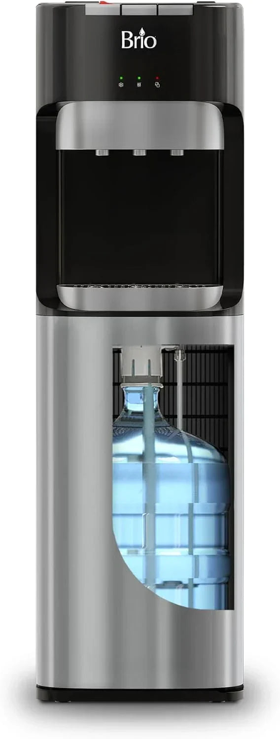 Bottom Loading Water Cooler Dispenser for 5 Gallon Bottles - 3 Temperatures with Hot, Room & Cold Spouts, Child Safety Lock, LED Display with Empty Bottle Alert, Stainless Steel J0