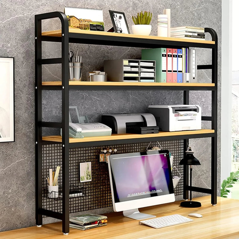 Desktop Bookshelf Adjustable Desk Bookshelf Organizer Rack - Countertop Hutch Bookshelf, 3-Tier Bookshelf Desk Shelf, All Metal Desktop Bookcase for Computer Desk, for Home, Dorm, Office Supplies (Co P8