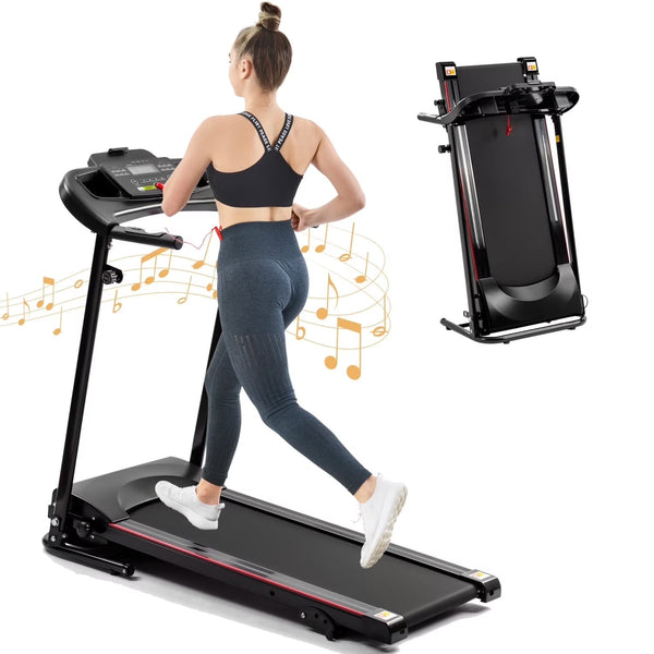 2.5HP Folding Treadmill with Incline, Electric Folding Treadmill for Walking Treadmill Machine 5 in LCD Screen 250 LB Capacity MP3 B7