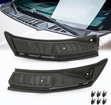 The front windshield wiper cover panel grille is compatible with the 2009 - 2014 models of Ford F150. It features two front insert panels on both the left and right sides.
