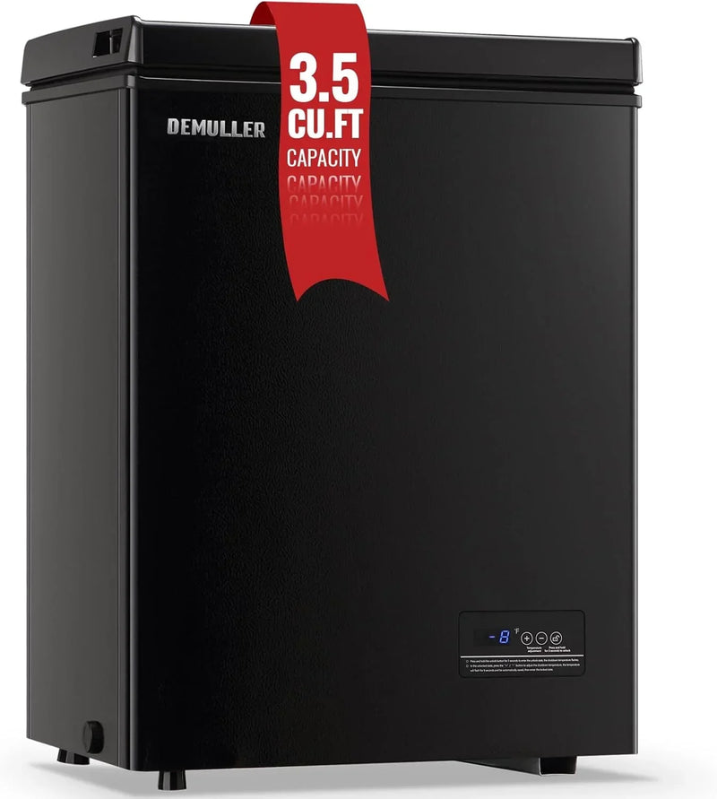 Chest Freezer 5.0Cubic Feet Deep Freezer Freestanding Freezers with 2 Removable Stainless Steel Basket, Mini Freezer Top Open Door Compact Freezer with Electronic Control 41℉ to -15℉BLACK Q1