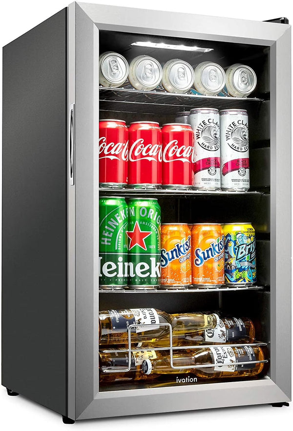 Ivation 101-Bottle Wine Cellar, Freestanding Mini Fridge - Stainless Steel H5