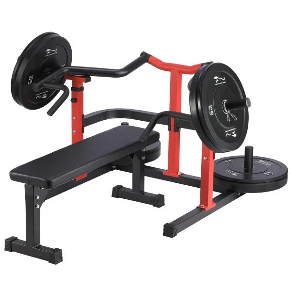 Chest Press Machine, 1050LBS Capacity, Independent Converging Arms, Weight Bench Press with Adjustable Flat Bench for Upper Body Workouts, Red C3