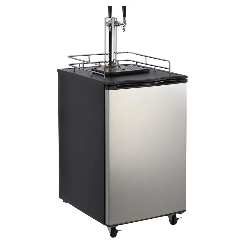 Beer Kegerator, Dual Tap Draft Beer Dispenser, Full Size Stainless Steel Keg Refrigerator With Drip Tray, CO2 Cylinder, 32°F- 50°F Temperature Control, 170L N4