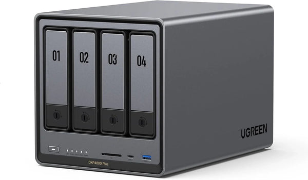 Four-slot desktop network storage device, equipped with Intel Pentium Gold 8505 octa-core processor, 8GB DDR5 memory, 128G solid-state drive, 1 10GbE network port, 1 2.5GbE network port, 2 M.2 NVMe slots, 4K HDMI interface, network storage device (wi E6