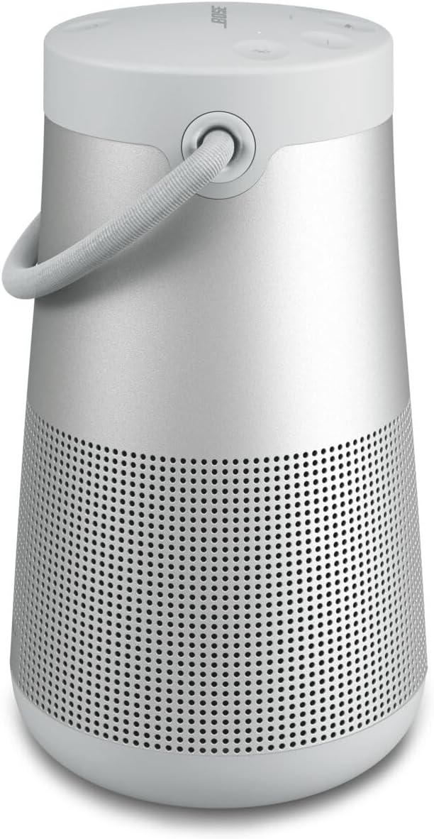 Bluetooth speaker, portable speaker with microphone, wireless and waterproof, 360-degree omnidirectional sound output, long-lasting battery and handle, silver appearance H3