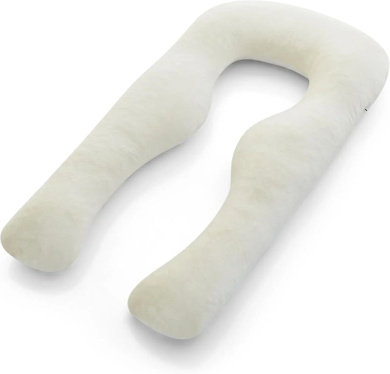 Body Pillow | Elegant U-shaped Pregnancy Pillow - Organic Bamboo Fiber Cotton - Crushed Cooling Gel Filling - Ergonomic Design - Dual-Sided Use - Washable V5