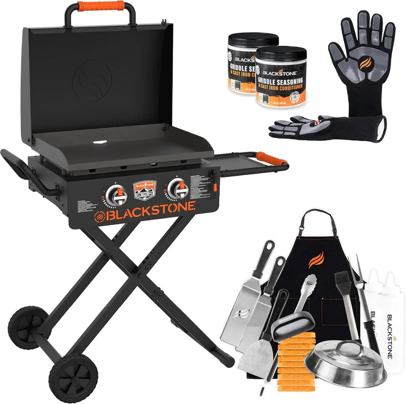 Blackstone 22 Inch Griddle - Portable Blackstone Omnivore Grill with Flexfold Legs, Includes Accessories, Seasoning, and Griddle Gloves M9