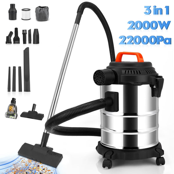 RELOIVE Wet Dry Vacuum,4.5 Gallon 2000W 6.5 Peak HP,3-in-1 Stainless Steel Shop Vacuum Wet and Dry,with Filter and Attachments for House Garage... G6