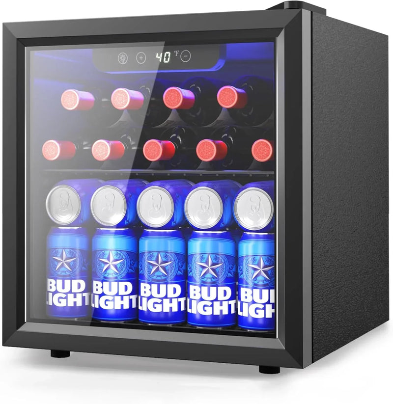 Beverage Refrigerator Cooler - 126 Can Mini Fridge with Glass Door for Soda Beer or Wine, Beverage Cooler for Home, Office, Bar with Adjustable Removable Shelves, Silver Y7
