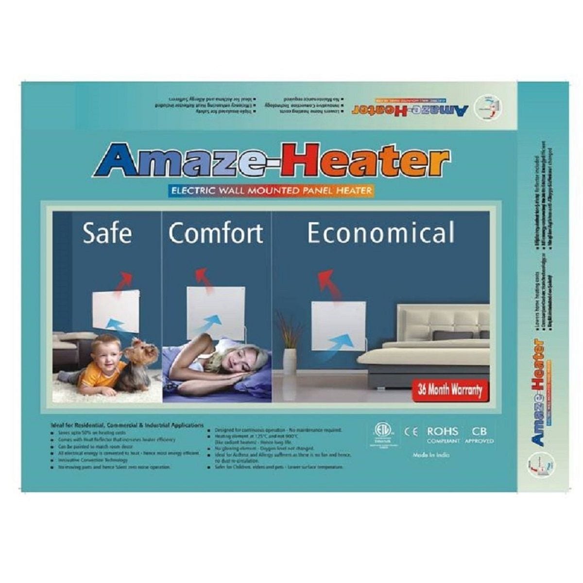 Amaze Heater Electric Heater with Plug-in Thermostat, 400W, White