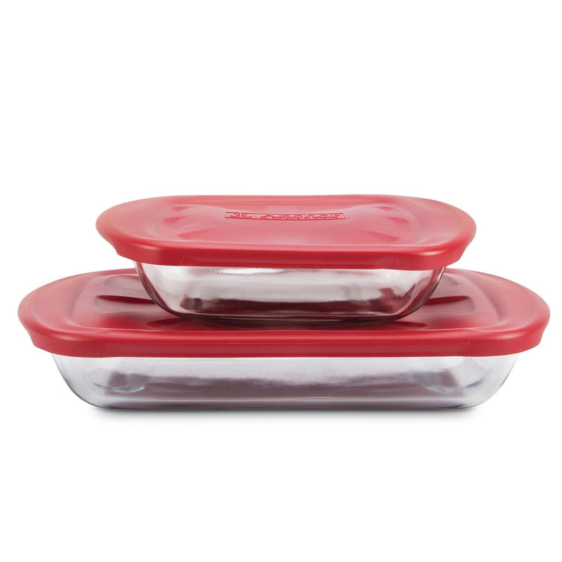 Anchor Hocking Glass Bake 'n' Keep Set with Plastic Lids, 4-pc Y1