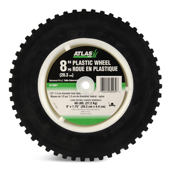 Atlas Plastic Lawn Mower Replacement Wheel with Geared Tread, 8-in x 1.75-in J5