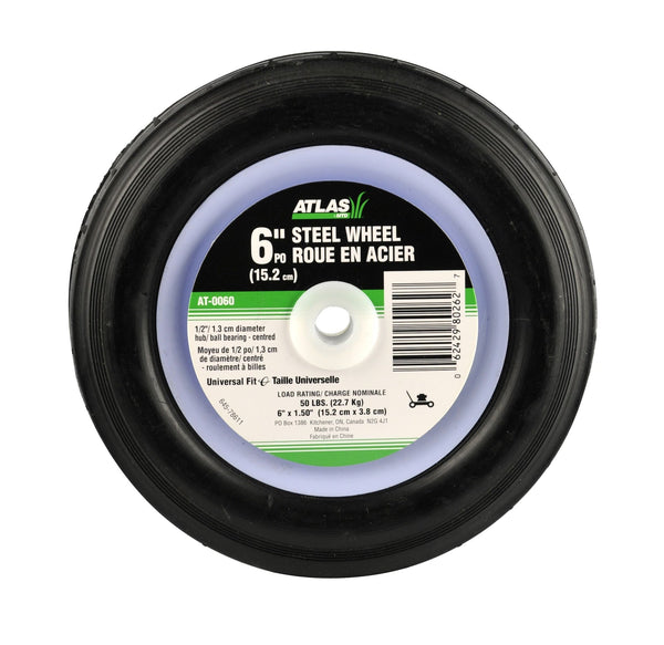 Atlas Steel Mower Wheel with Ball Bearings, 6-in R3