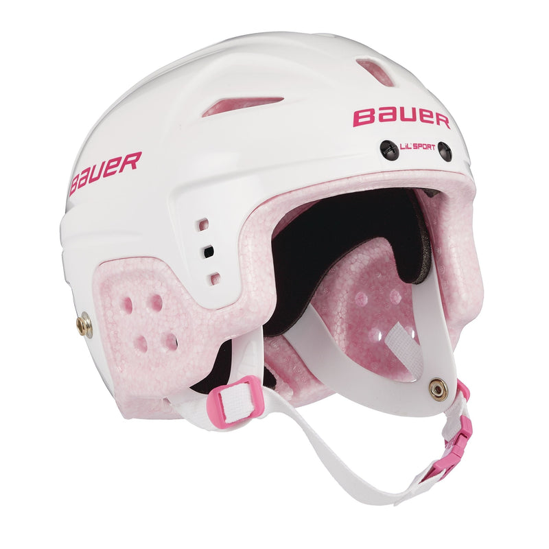 Bauer Lil' Sport Hockey Helmet, Youth, White & Pink S1