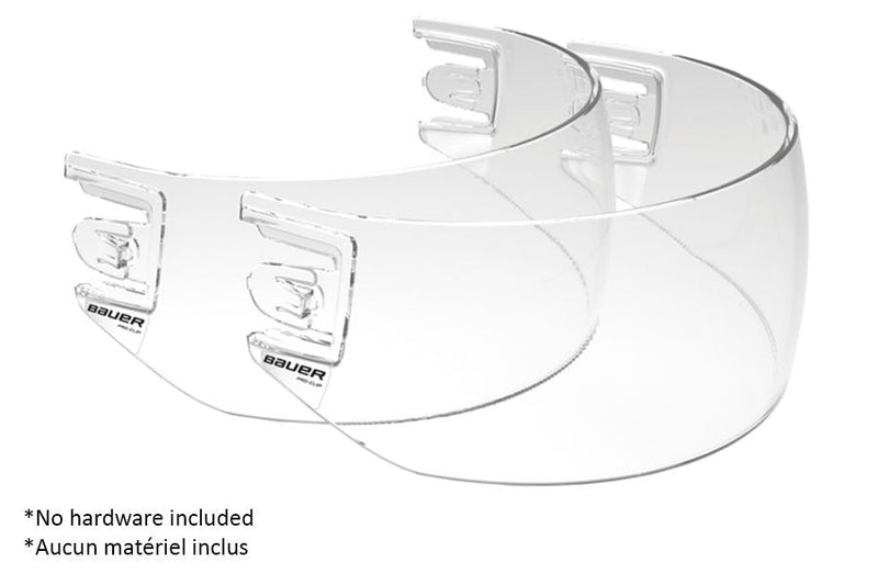 Bauer Pro-Clip Straight Hockey Helmet Visor Replacement without Clips, Junior/Senior, Clear, 2-pk N4