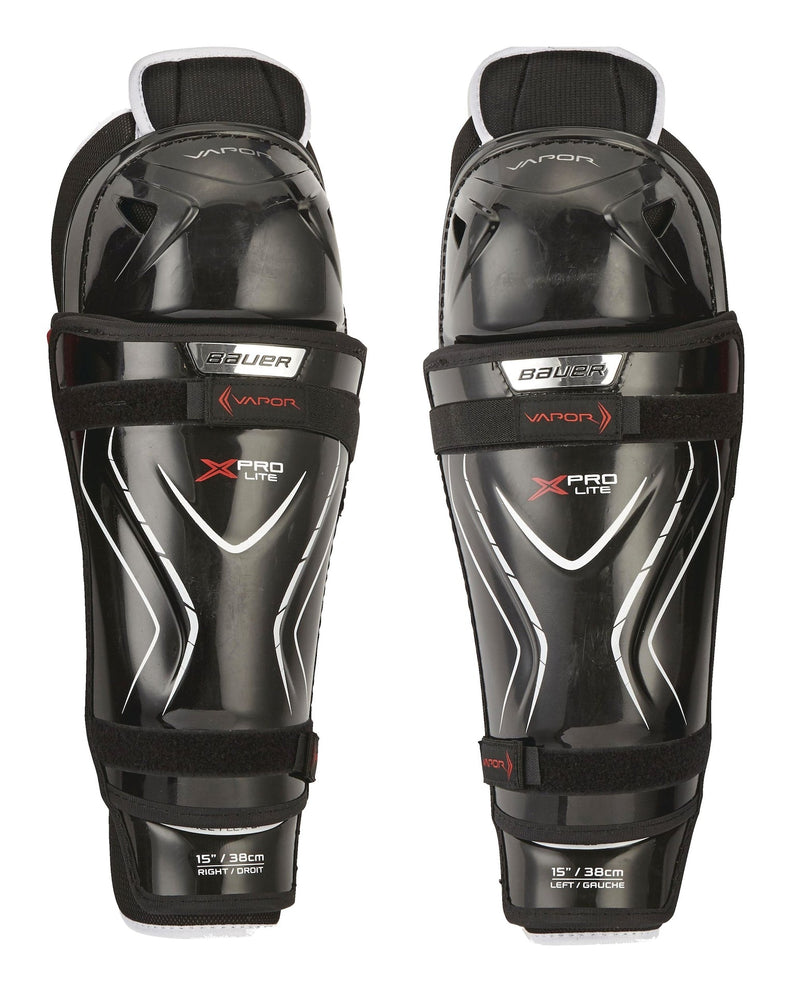 Bauer Vapor X Pro Lite Junior Hockey Shin Guards with Tapered Fit, Hyperlite HD Foam, Black Q2