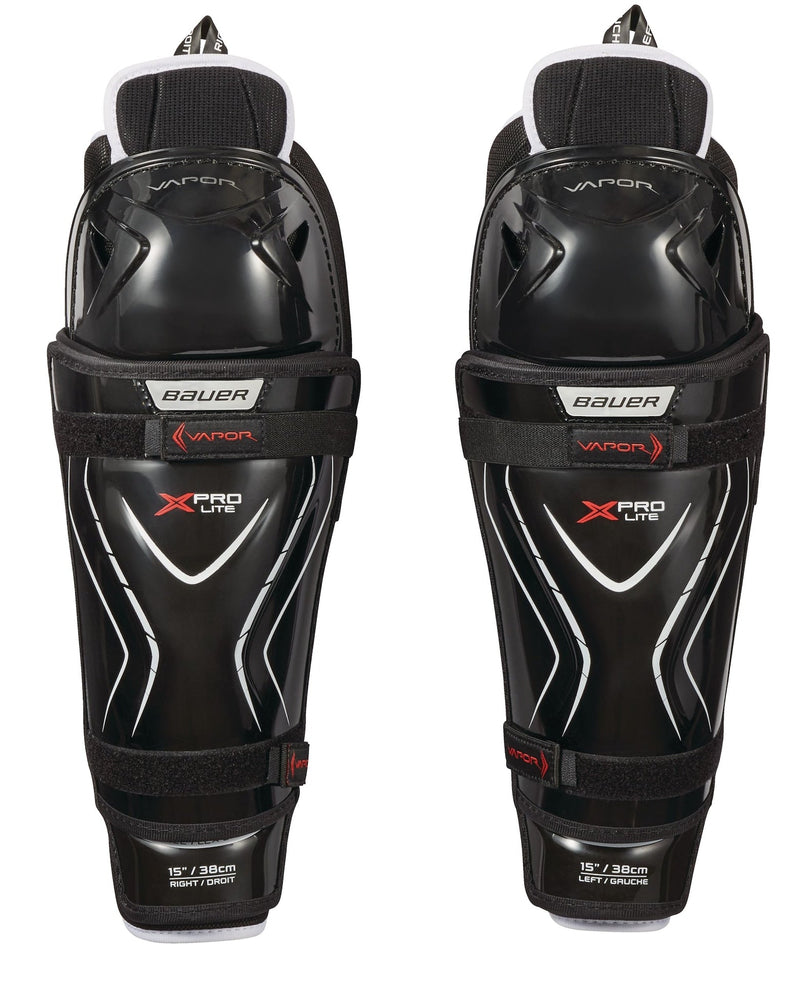 Bauer Vapor X Pro Lite Senior Hockey Shin Guards with Tapered Fit, Hyperlite HD Foam, Black S2