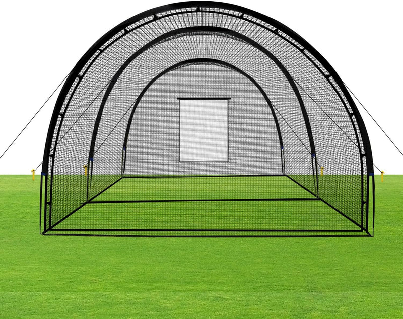 Baseball Batting Cage Net Batting Cages for Backyard Portable Baseball and Softball Batting Cages with Pitching Machine Hole and Detachable Door for Backyard Outdoor Hitting Practice G2