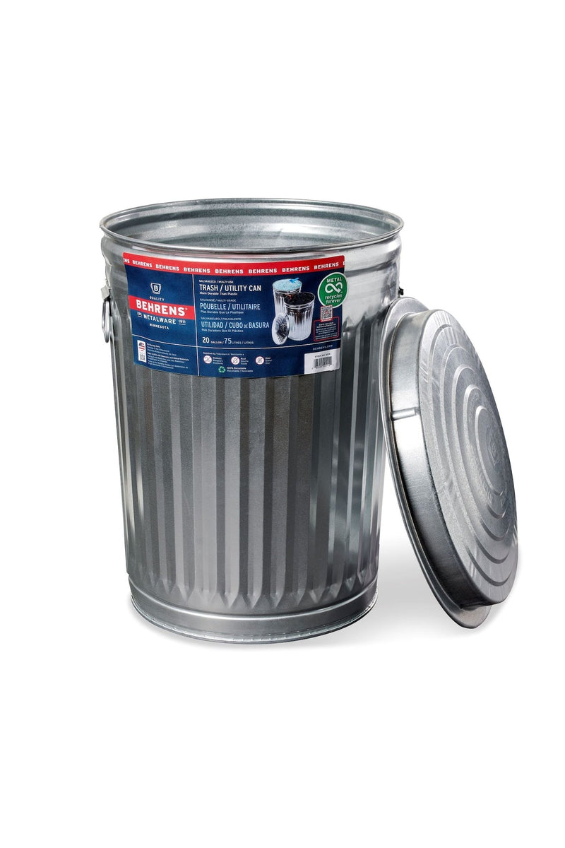 Behrens Galvanized Steel Circular Multi-Purpose Garbage Can, 75-L (19.8 US gal) Y7