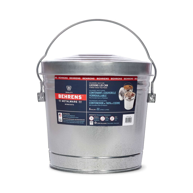 Behrens Galvanized Steel Multi-Use/Garbage Can with Locking Lid, 22-L (6 US gal) B2