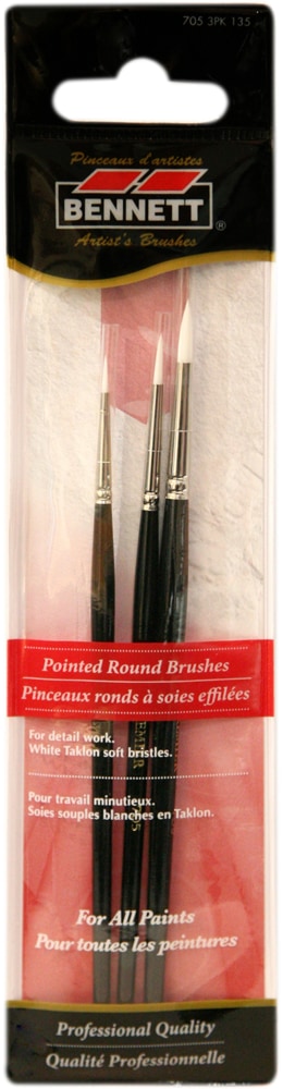 Bennett Professional Artist Pointed Round Tip Paint Brushes, 3-pk U2
