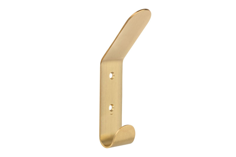 Bent Metal Double Hook, Satin Brass U8