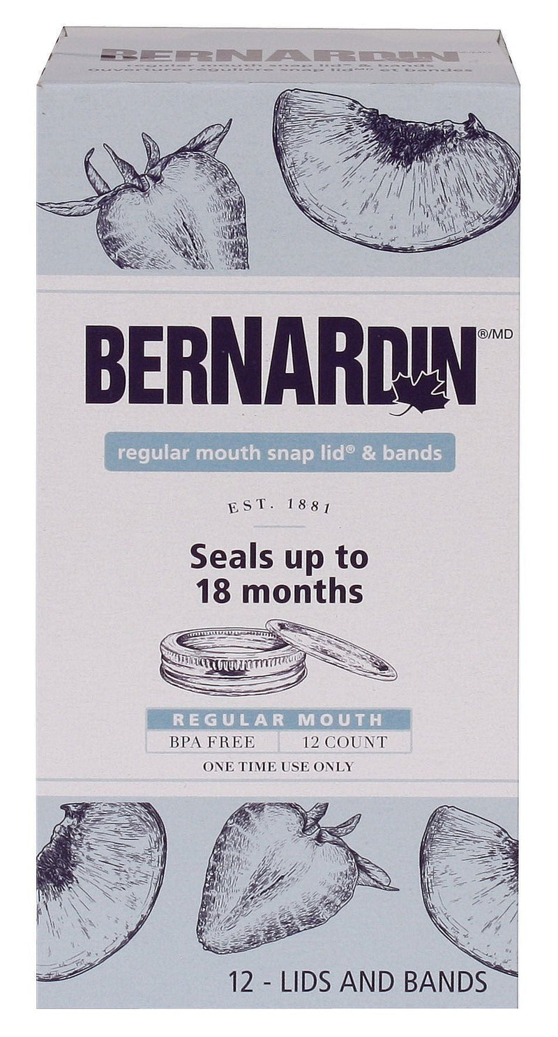 Bernardin Regular Mouth Replacement Snap Lids and Bands for Mason Jars, 12-pk Q4