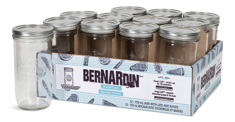 Bernardin Wide Mouth Mason Jars with Lids, 750-mL, 12-pk U1