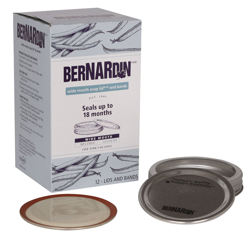 Bernardin Wide Mouth Replacement Snap Lids and Bands for Mason Jars, 12-pk Z6