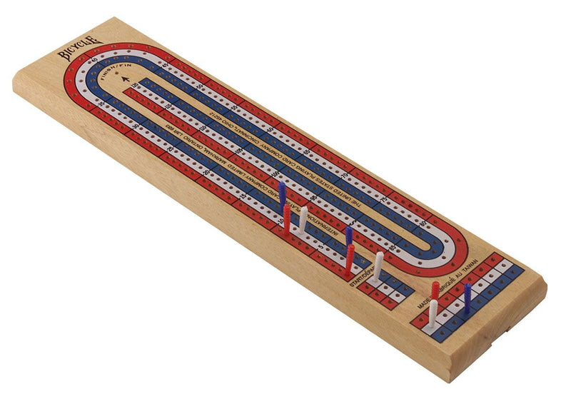 Bicycle 3-Track Color Coded Wooden Cribbage Board, Ages 14+ S0