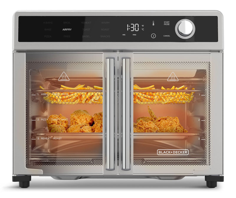 Black & Decker 12-in-1 French Door Digital Countertop Convection Oven with Air Fry, 6-Slices R6