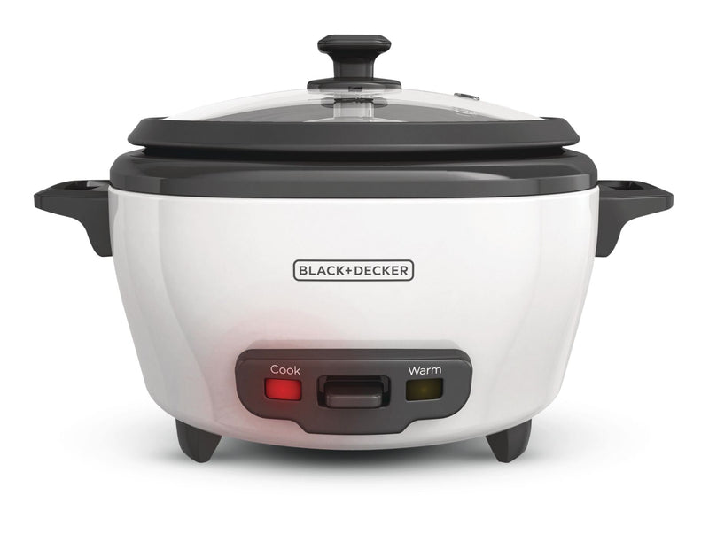 Black & Decker Non-Stick Rice Cooker & Steamer White, 6 Cups H1