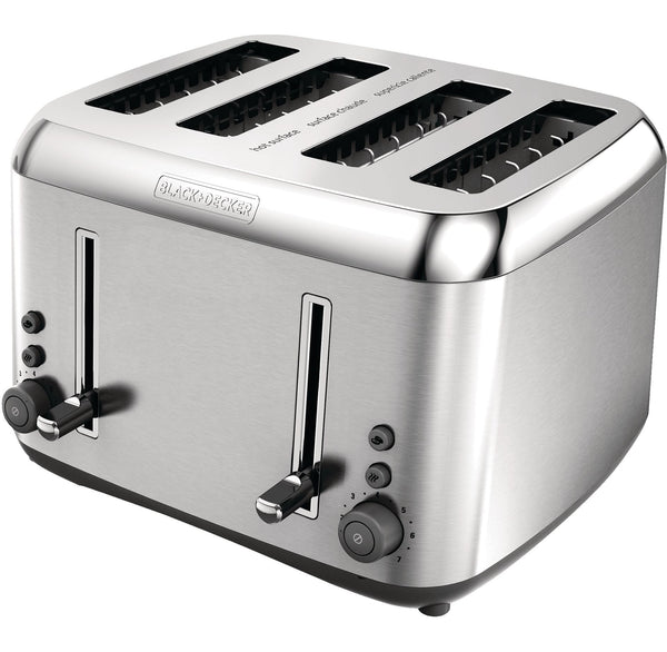 Black & Decker Toaster Kitchen Tools Extra Wide with 7 Settings, Stainless Steel, 4-Slices W4