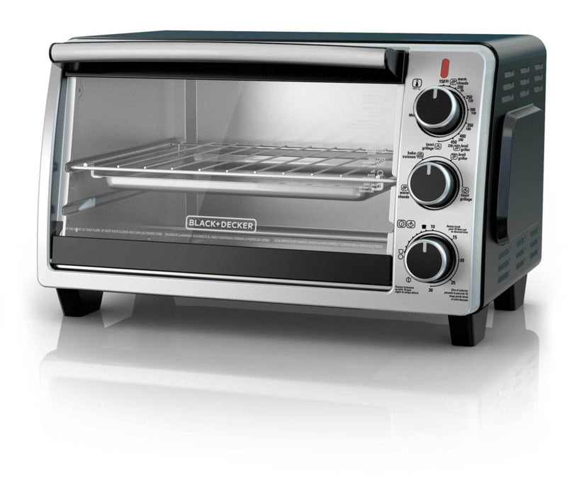 Black & Decker Toaster Oven with 4 Functions, Stainless Steel, 6-Slices S4