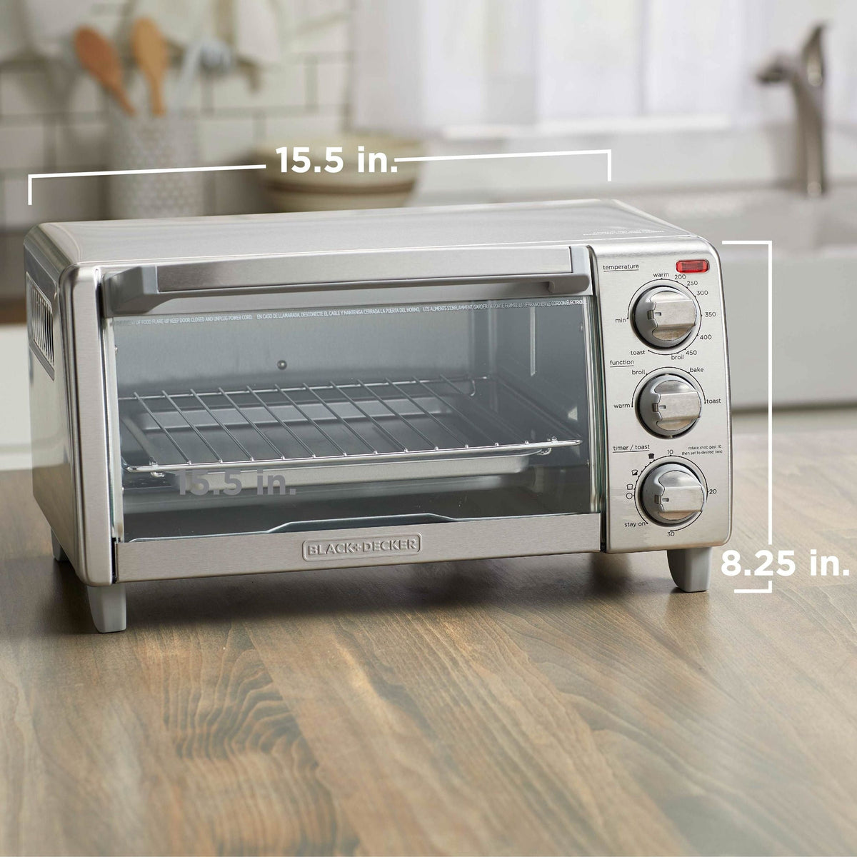 Black & Decker Toaster Oven with Natural Convection, Stainless Steel, 4-Slice