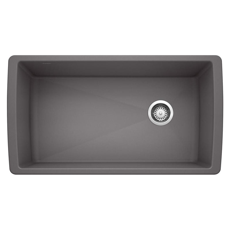 Blanco Diamond SILGRANIT 33-in Super Single Undermount Kitchen Sink, Cinder R6