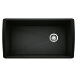Blanco Diamond SILGRANIT 33-in Super Single Undermount Kitchen Sink, Coal Black