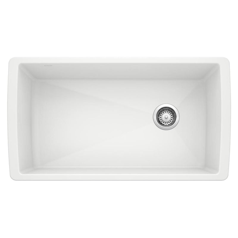 Blanco Diamond SILGRANIT 33-in Super Single Undermount Kitchen Sink, White D7