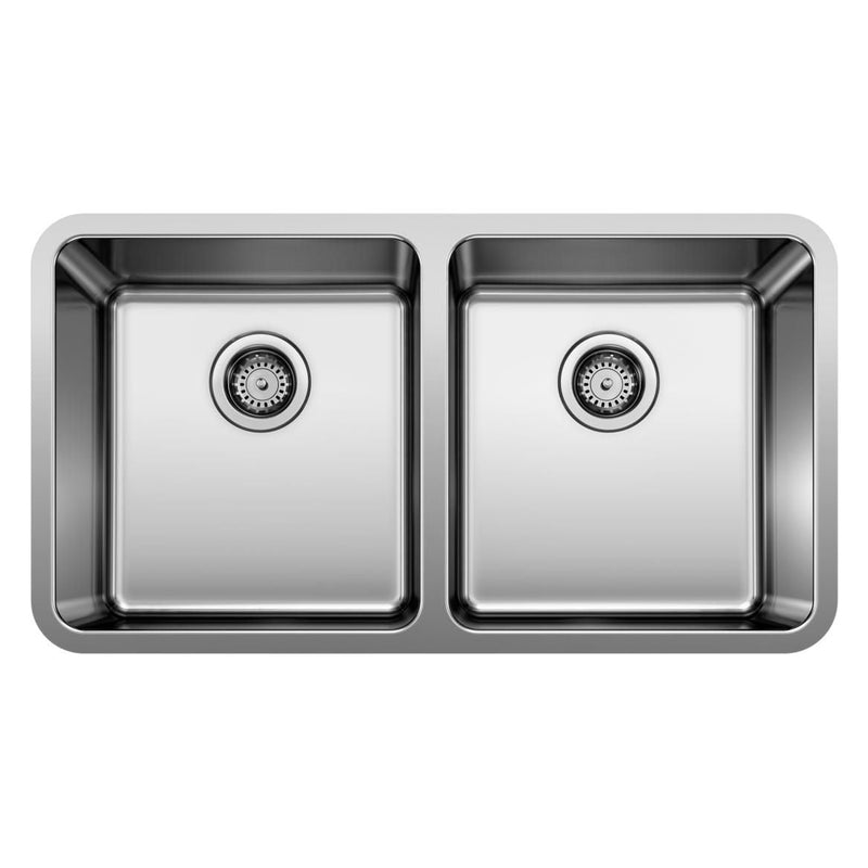 Blanco Formera 33-in 50/50 Double Bowl Undermount Stainless Steel Kitchen Sink R9