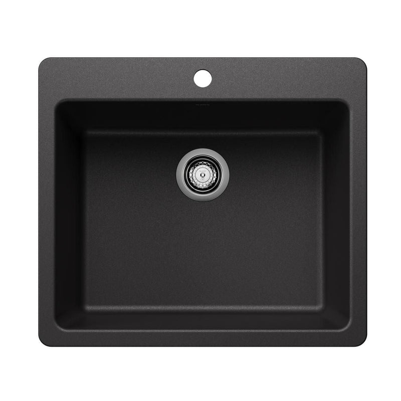 Blanco Liven SILGRANIT 25-in Single Bowl Dual Mount Kitchen Sink, Anthracite O9