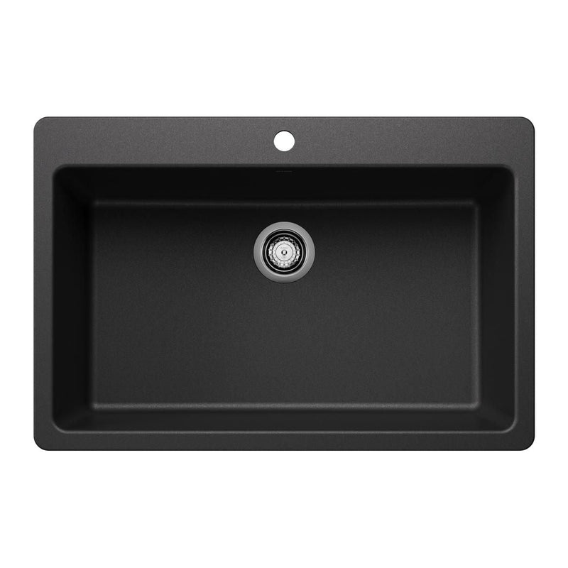 Blanco Liven SILGRANIT 33-in Super Single Dual Mount Kitchen Sink, Anthracite J7