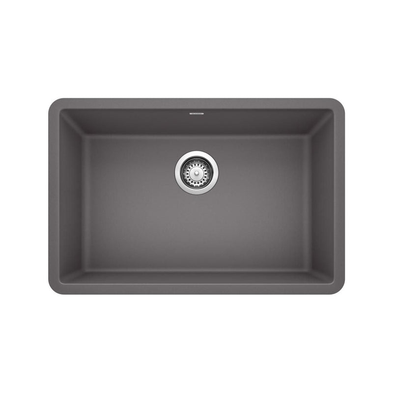 Blanco Precis SILGRANIT 27-in Single Bowl Undermount Kitchen Sink, Cinder M1