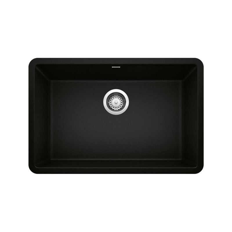Blanco Precis SILGRANIT 27-in Single Bowl Undermount Kitchen Sink, Coal Black T1