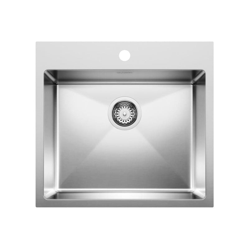 Blanco Quatrus R15 22-in Single Bowl Dual Mount Stainless Steel Kitchen Sink J9