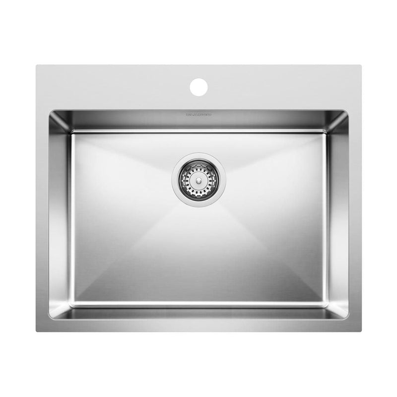 Blanco Quatrus R15 25-in Single Bowl Dual Mount Stainless Steel Kitchen Sink M6