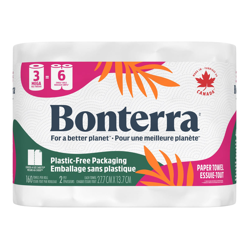 Bonterra Double Roll Paper Towel, 2-ply, 3-pk G8