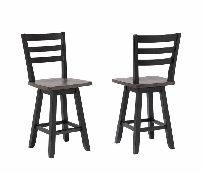 Brassex Aaron Oak/Dark Grey Swivel Counter/Bar Stool with Back Rest, 2-pc M4